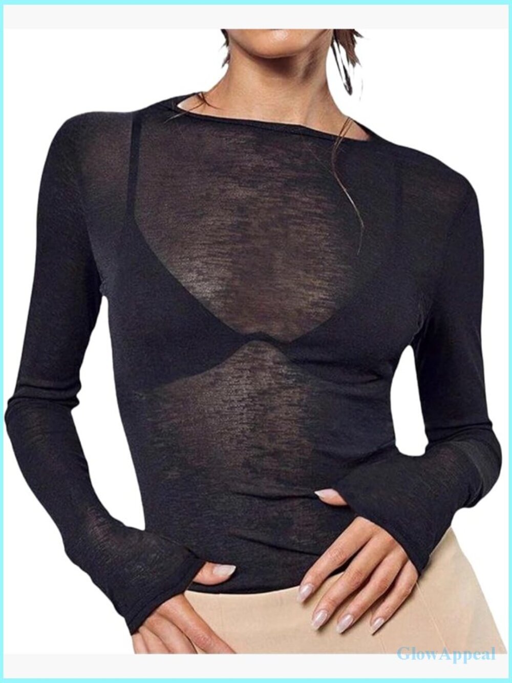 Sheer Mesh Long Sleeve T Shirt Crewneck See Through Top Party Outfit